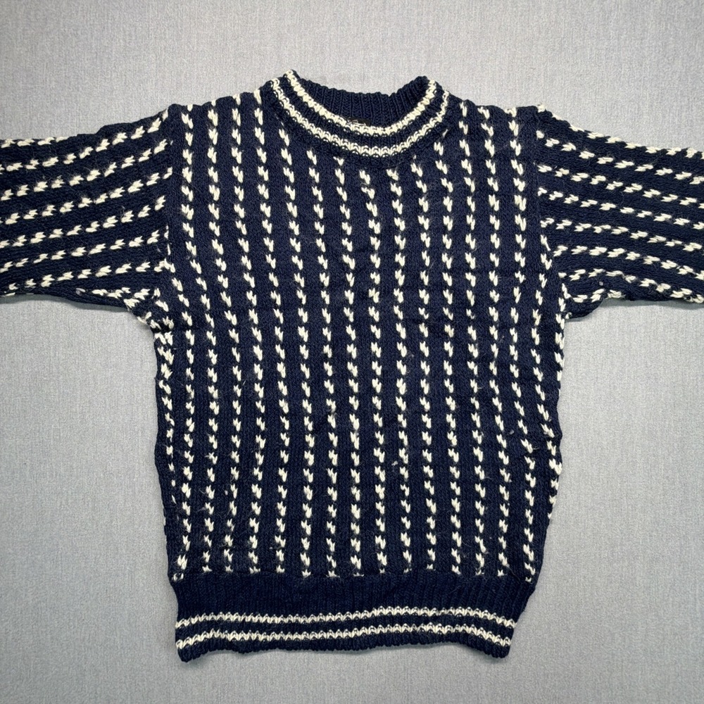 Vintage‎ Birds Eye Wool Made In Norway Sweater Men M Crew Neck Fisherman Blue